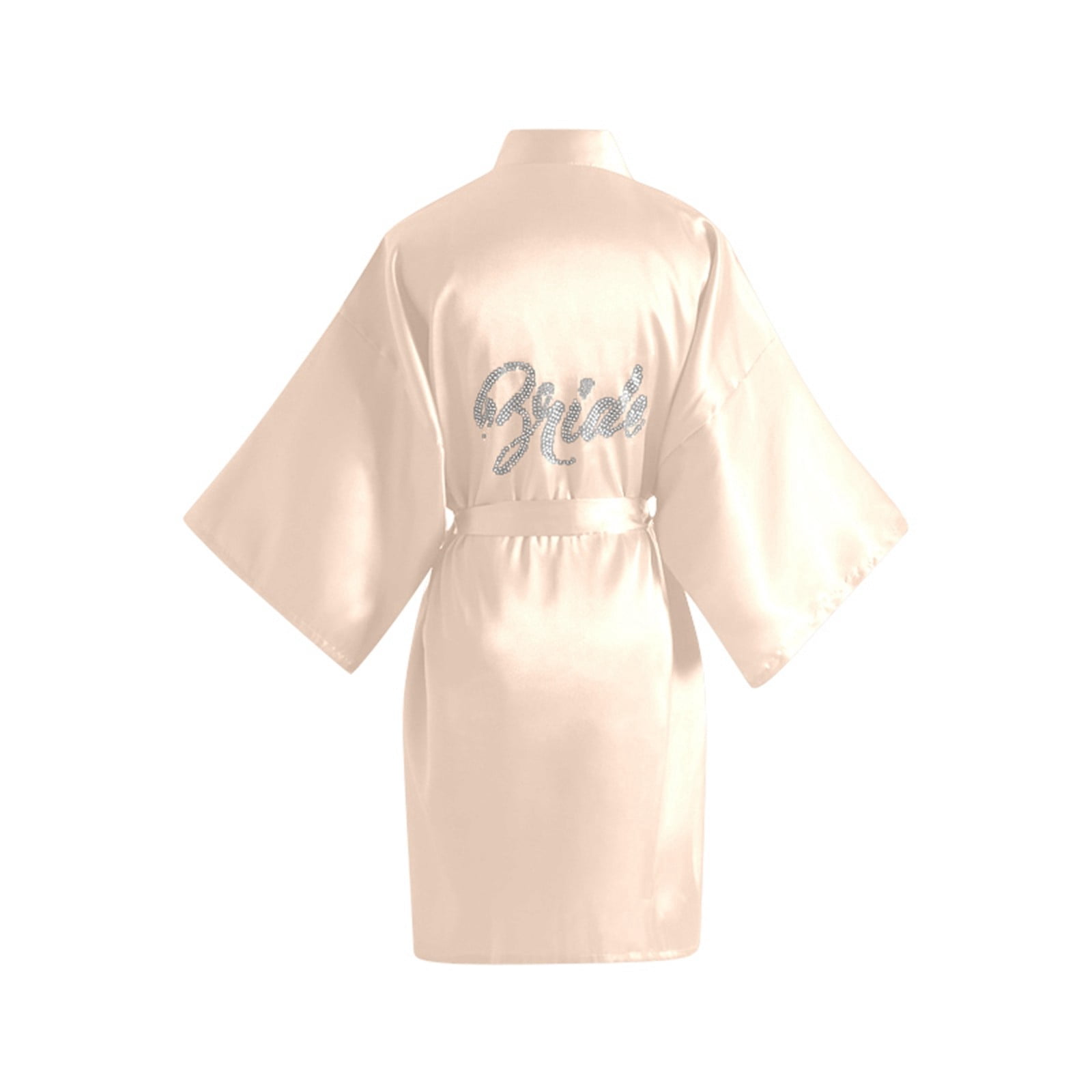 Hpapadks Robes for Women Elegant Solid Rhinestone Bride Bathrobe Silk ...