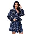 thumbnail image 1 of Hpapadks Robes for Women Nightgown Warm Flannel Nightgown Thickened Bathrobe Christmas Deer Fashion Warm Large Size Nightgown Womens Nightgown Dark Blue XXL, 1 of 7