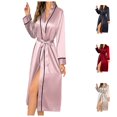 thumbnail image 1 of Hpapadks Robes for Women Ladies Long Ice Silk Nightgown Thin Fashion Simple Home Clothes Nightgowns for Women Pink M, 1 of 5