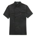thumbnail image 1 of Hpapadks Shirts for Men Chefs Unisex Long Sleeve Solid Tops Double-Row Buttons Breathable Blouses Loose Workwear Mens Dress Shirts Black XXXL, 1 of 7