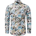 thumbnail image 1 of Shirts for Men Long Sleeve Tropical Button Down Summer Beach Style Printed Mens Hawaiian Shirt White XXXL, 1 of 3