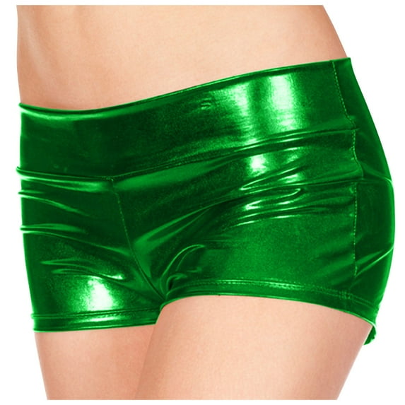 Hpapadks Shorts for Women Plus Size Metallic Rave Booty Dance Imitation Light Underwear Womens Shorts Green XXL