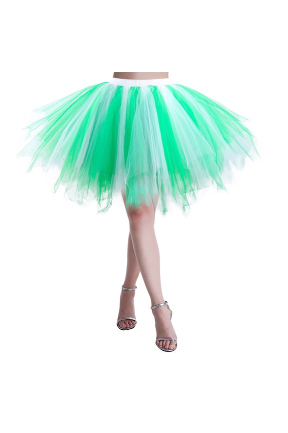Skirts for Women Festival Ballet Dance Party Patchwork Holiday Costume Tutu Tulle Skirt Mint Green M