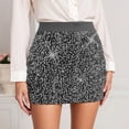 thumbnail image 1 of Hpapadks Skirts for Women Sparkly Sequin Mini Skirt with Wide Elastic Waistband for Summer Fall Party Grey XL, 1 of 4