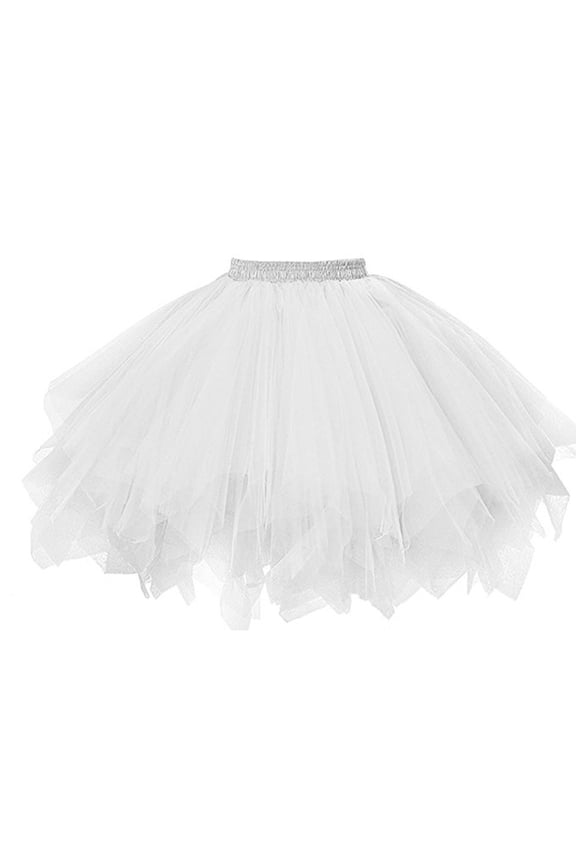 Skirts for Women Trendy Solid Color Pleated Dancing Mesh Tutu Skirt White M
