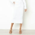 thumbnail image 1 of Hpapadks Skirts for Women Trendy Solid High Waist Slim Straight Mid Length Bodycon Skirt White S, 1 of 8