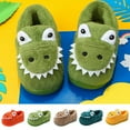 thumbnail image 1 of Hpapadks Slippers for Kids Cute Fall Winter Flat Bottom Lightweight Soft Comfortable Warm Solid Cartoon Animal Shape Shoes for Boys Green, 1 of 6