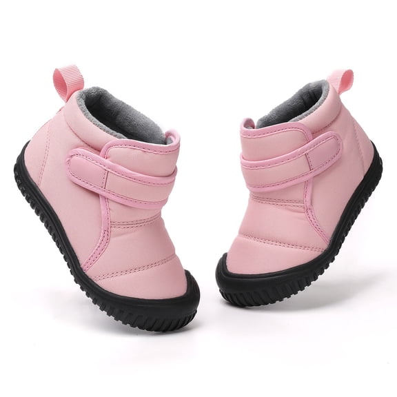 Hpapadks Snow Boots for Boys Flat Soled Velvet Warm Short Shoes Fashionable Outdoor Warm Princess Cotton Shoes Girl Winter Boots Pink