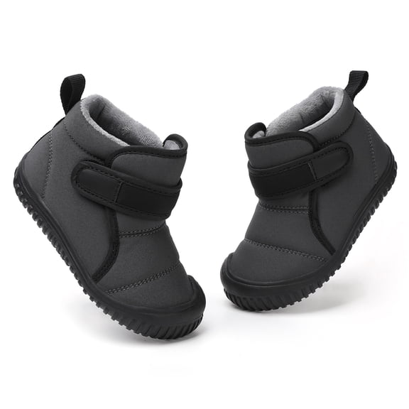 Hpapadks Snow Boots for Girls Flat Soled Velvet Warm Short Shoes Fashionable Outdoor Warm Princess Cotton Shoes Kids Winter Boots Grey