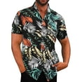 thumbnail image 1 of Hpapadks Summer Shirts for Men Beach Hawaii Tropical Print Short Sleeve Lapel Button Down Blouses Mens Dress Shirts Black XXL, 1 of 7