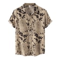 thumbnail image 1 of Hpapadks Summer Shirts for Men Casual Hawaii Floral Print Blouse Short Sleeve Lapel Buttons Mens Dress Shirts Khaki M, 1 of 6