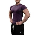 thumbnail image 1 of Hpapadks Summer Shirts for Men Fitness Wear Crew Neck Trainer Sports High Stretch Tight Blouses Slim Fit Mens Dress Shirt Purple M, 1 of 4