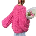 thumbnail image 1 of Hpapadks Sweaters for Women Oversized Crewneck Flared Sleeve Solid Loose Pullover Knitted Sweaters Womens Sweater Red S, 1 of 4