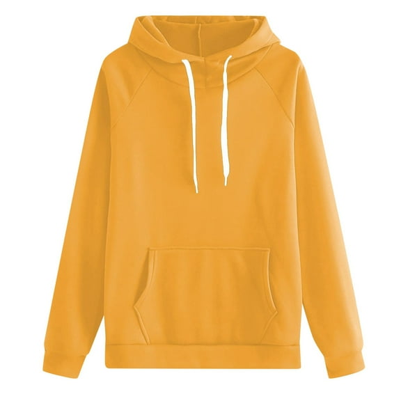 Hpapadks Sweatshirt for Women Classic Solid Long Sleeve Comfortable Fit Hooded Sweatshirts with Pocket Hoodies for Women Gold XXL
