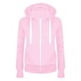 thumbnail image 1 of Hpapadks Sweatshirt for Women Long Sleeve Solid Zipper Casual Hooded Sport Coat with Pocket Hoodies for Women Pink M, 1 of 3