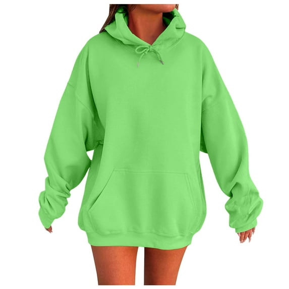 Hpapadks Sweatshirt for Women Oversized Long Sleeve Solid Cozy Fleece Loose Fit Drop Shoulder Hooded Sweatshirts Hoodies for Women GN1 L