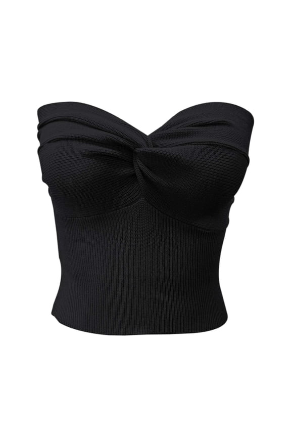 Tank Tops for Women 2025 Elegant Strapless Solid Knit Stretch Tube Bandeau Bra Crop Tops Camisole Tops for Women Black XL