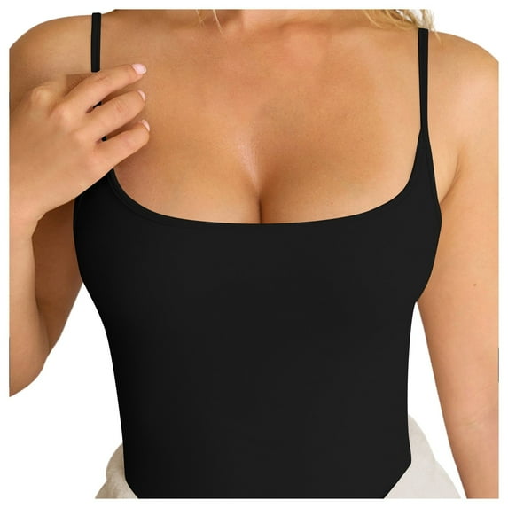 Hpapadks Tank Tops for Women 2025 Knitted Bottoms Slim Solid Color Short Vest Tops Camisole Tops for Women Black M