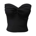thumbnail image 1 of Hpapadks Tankini Tops for Women Elegant Strapless Solid Knit Stretch Tube Bandeau Bra Crop Tops Camisole Tops for Women Black L, 1 of 5