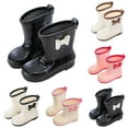 thumbnail image 1 of Hpapadks Toddler Boy Rain Boots Bow Non Slip Classic Rubber Waterproof Water Shoes With Easy On Handles Outdoor Play Wide Calf White 13-14 Y, 1 of 6
