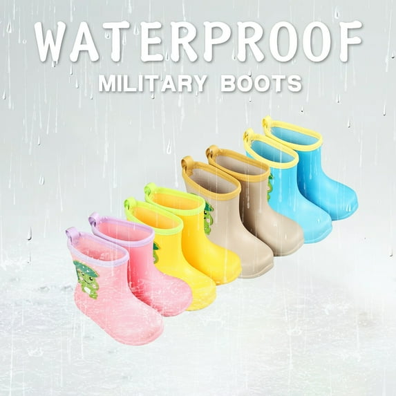 Hpapadks Toddler Boy Rain Boots Cute Frog Cartoon Rainy Season Water Shoes With Easy On Handles Lightweight Non Slip Blue 19=190