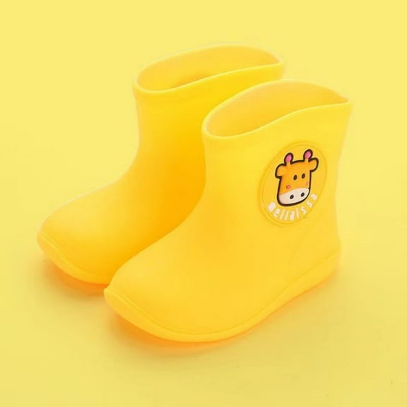 Hpapadks Toddler Girl Rain Boots Cartoon Printing Non Rainy Day Lightweight Outdoor Play Water Shoes Waterproof Solid Wide Calf Blue 2-3 Y