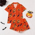 thumbnail image 1 of Hpapadks Toddler Pajamas Kids Halloween Print Short Sleeve Shorts Sleepwear Set Comfort Pjs for Girls Orange 5-6 Years, 1 of 9