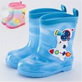 thumbnail image 1 of Hpapadks Toddler Rain Boots Galoshes Cartoon Mid Calf Waterproof Water Shoes With Easy On Handles Outdoor Wide Calf Pink 3-4 Y, 1 of 4