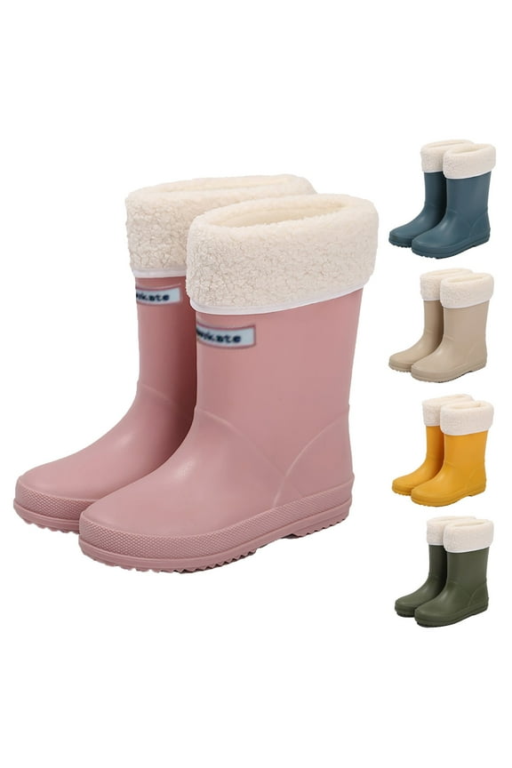 Toddler Rain Boots Winter Warm Non Soft Soles Lightweight Water Shoes Waterproof Hiking Red 7-8 Y