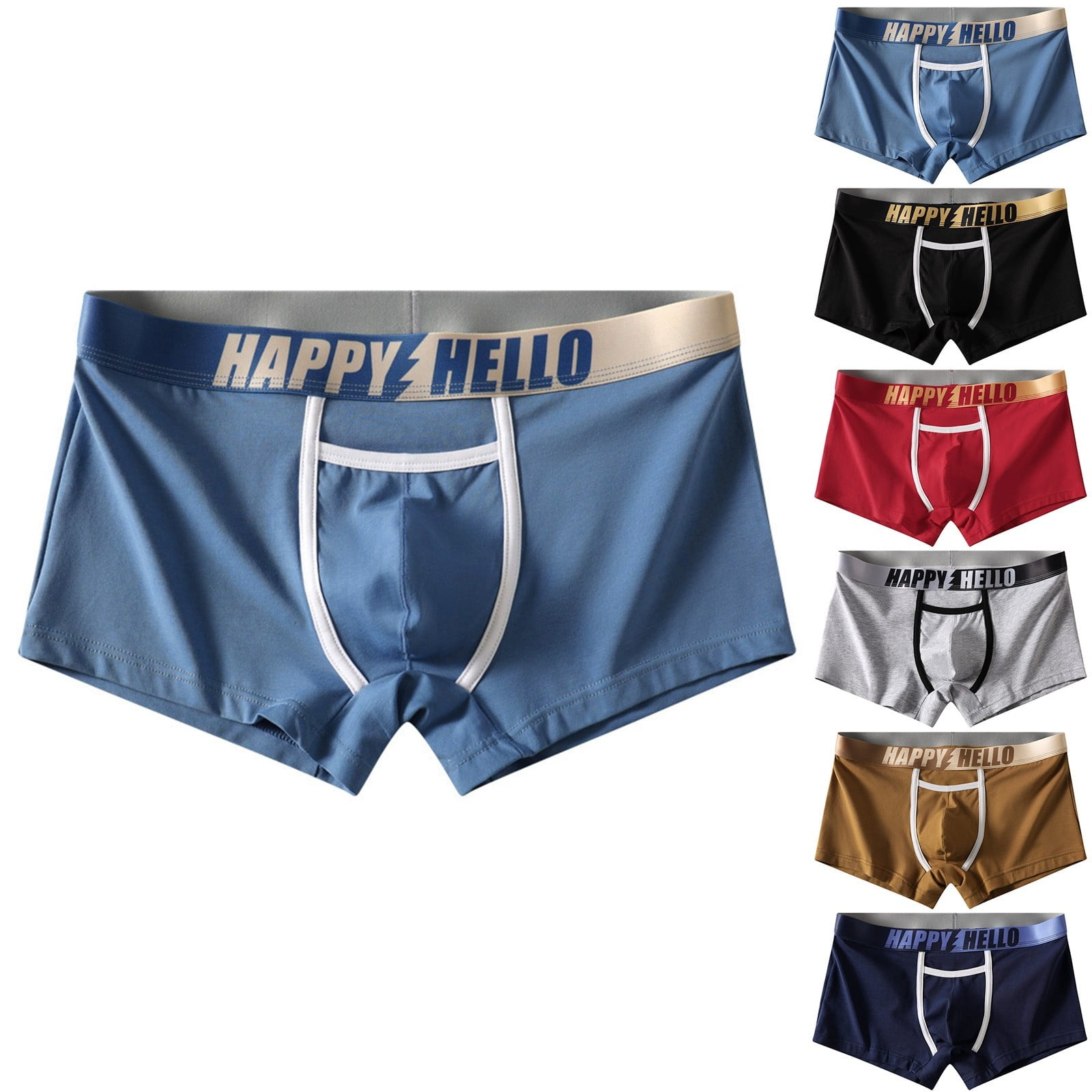 Hpapadks Underwear for Men Pack Color Block Letter Print Boxer Briefs