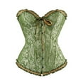 thumbnail image 1 of Hpapadks Waist Trainer Corset for Women Vintage Ruffles Overbust Boned Bustier Bodysuit Lace Up Push Up Embroidery Patterns Corset Belt Halloween Green, 1 of 6