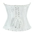 thumbnail image 1 of Hpapadks Waist Trainer Corset for Women Vintage Ruffles Boned Bustier Bodysuit with Front Tie Lace Up Retro Overbust Push Up Corset Belt Halloween White, 1 of 6