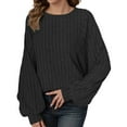 thumbnail image 1 of Hpapadks Women Sweaters Cozy Oversized Pullover Sweaters Soft Knit Long Sleeve Casual Tunic Top Cable Knit Sweater Women Black L, 1 of 6