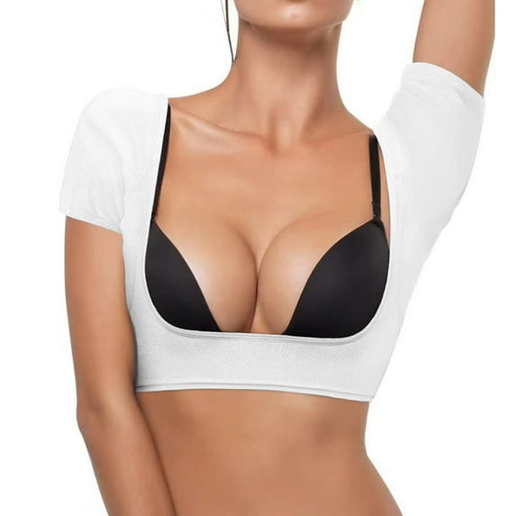 Hpapadks Women Tank Tops Armpit Sweat Proof Pads Breathable Short Sleeve Solid Crop Tops Camisole Tops for Women White XL
