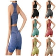 thumbnail image 1 of Hpapadks Women Workout Sets 2 Piece Sporstwear Seamless Solid Bra Tops with High Waist Shorts Gym Tracksuit Yoga Set Yoga Outfits for Women Blue M, 1 of 6