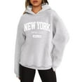 thumbnail image 1 of Hpapadks Women's Fashion Hoodies Oversized City Print Long Sleeve Drawstring Large Pocket Hooded Women's Sweatshirt Light Gray XXL, 1 of 4