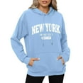 thumbnail image 1 of Hpapadks Women's Fashion Hoodies Oversized Short Velvet City Print Long Sleeve with Pockets Hooded Women's Sweatshirt Sky Blue M, 1 of 4