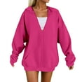 thumbnail image 1 of Hpapadks Women's Fashion Hoodies Oversized Soft Zip Up Long Sleeve Solid Loose Fit Warm Hooded Women's Sweatshirt Hot Pink XXXXL, 1 of 7