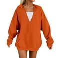 thumbnail image 1 of Hpapadks Women's Fashion Hoodies Oversized Soft Zip Up Long Sleeve Solid Loose Fit Warm Hooded Womens Sweatshirt Orange XL, 1 of 7