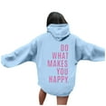 thumbnail image 1 of Hpapadks Women's Fashion Hoodies Word Graphic Print Vintage Trendy Preppy Long Sleeve Hooded Women's Sweatshirt Light Blue XXL, 1 of 6
