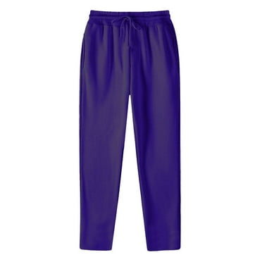 Hpapadks Women's Pants Elasticized High Waist Solid Joggers with Drawstring Slacks for Women Purple L