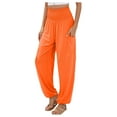 thumbnail image 1 of Hpapadks Women's Pants Elasticized High Waist Wide Leg Solid Harem Yoga Pant Womens Slacks Orange XXL, 1 of 4