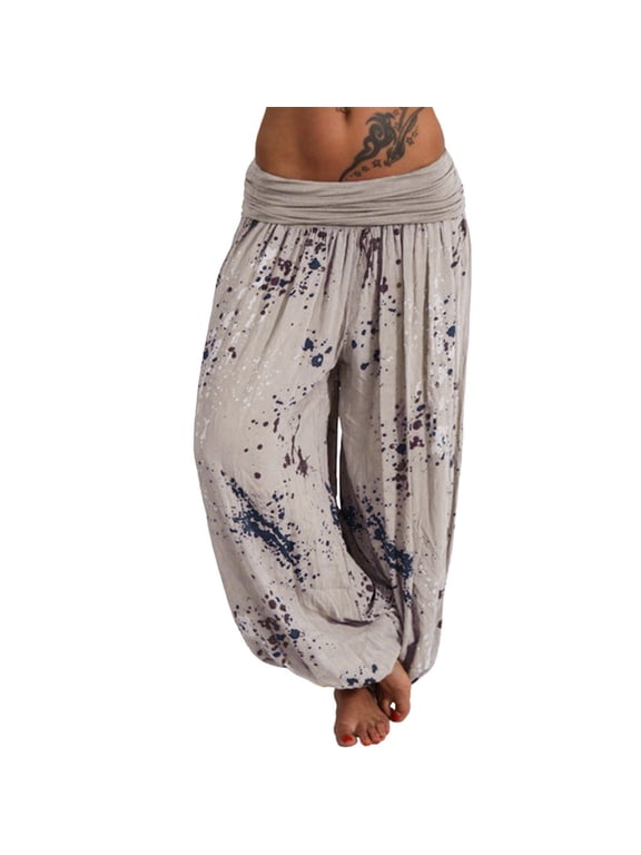 Women's Pants Hippie Boho Yoga Harem Pant Lounge Beach Trousers Womens Slacks Khaki M