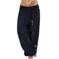 thumbnail image 1 of Hpapadks Women's Pants Hippie Boho Yoga Harem Pant Lounge Beach Trousers Womens Slacks Navy XXXL, 1 of 7