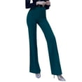 thumbnail image 1 of Hpapadks Women's Pants Solid Color Stretch High Waist Flared Pant Slacks Womens Slacks Green S, 1 of 5