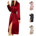 thumbnail image 1 of Hpapadks Women's Robes Ladies Long Ice Silk Nightgown Thin Fashion Simple Home Clothes Women Nightgown Red XL, 1 of 5