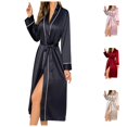 thumbnail image 1 of Hpapadks Women's Robes Ladies Long Ice Silk Nightgown Thin Fashion Simple Home Clothes Womens Nightgown Black XL, 1 of 4