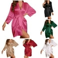 thumbnail image 1 of Hpapadks Women's Robes Long Sleeve French Elegant Sleepwear Silk Satin Thin Robe Loungewear Pajama Set Womens Nightgown Hot Pink XL, 1 of 6