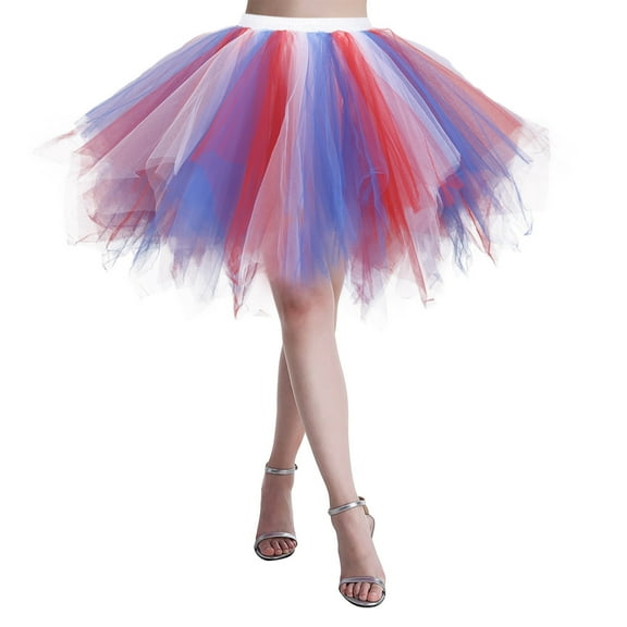 Hpapadks Women's Skirts Festival Ballet Dance Party Patchwork Holiday Costume Tutu Tulle Skirt Purple M