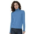 thumbnail image 1 of Hpapadks Women's Sweaters Wool Seamless Sweaters Turtleneck Solid Long Sleeve Knitted Pullover Tops Womens Sweater Blue L, 1 of 4